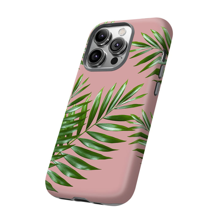 Tropical Palm Leaf Phone Case Collection – Black & Blush Pink Backgrounds