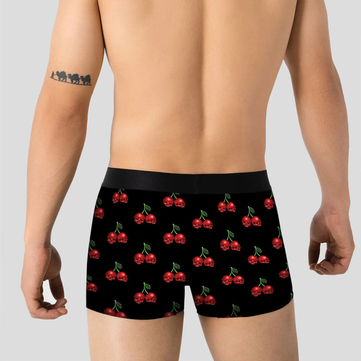 Men’s Cherry Pattern Boxer – Stretchy, Breathable Underwear, Unique Design, Mid-waist, Dynamic Streetwear Style