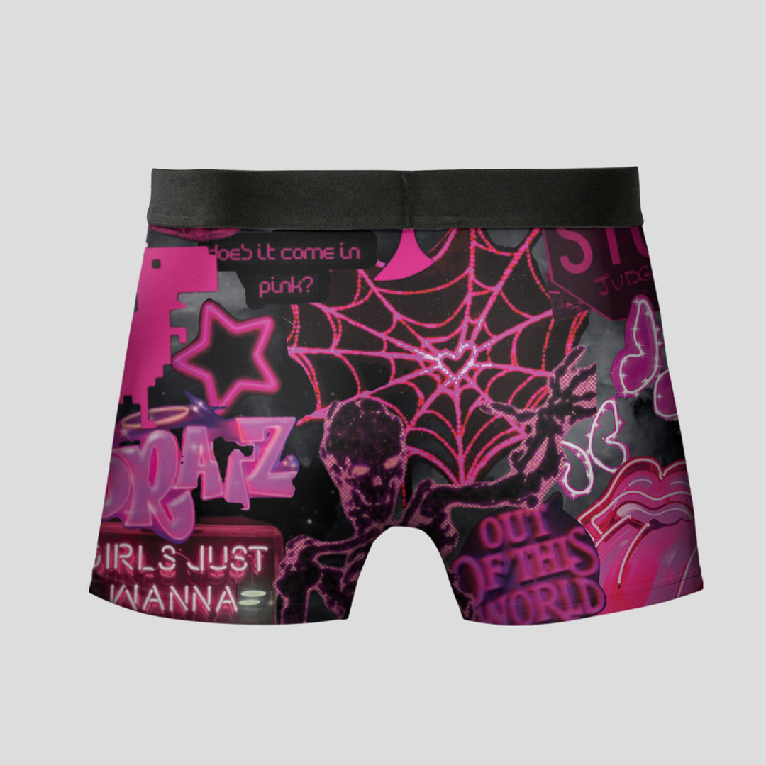 Unisex Graffiti Neon Men's Boxer Briefs - Underwear Unique Design Streetwear Style, Personality Neon Pattern, Soft Stretchy Material