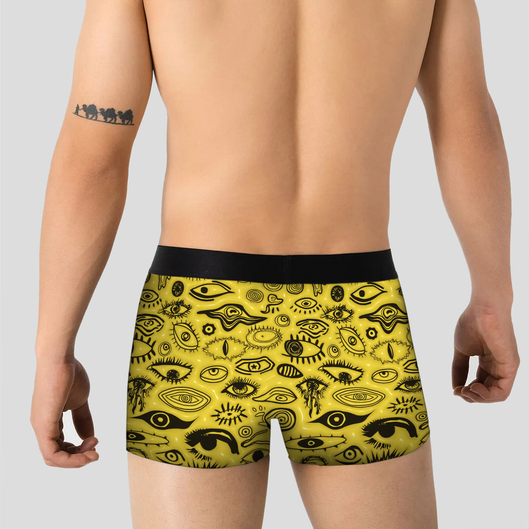 Men’s Boxer Briefs 3-Pack – Eye Pattern Printed Underwear | Colorful Streetwear Trunks, Soft Stretchy Gift Set