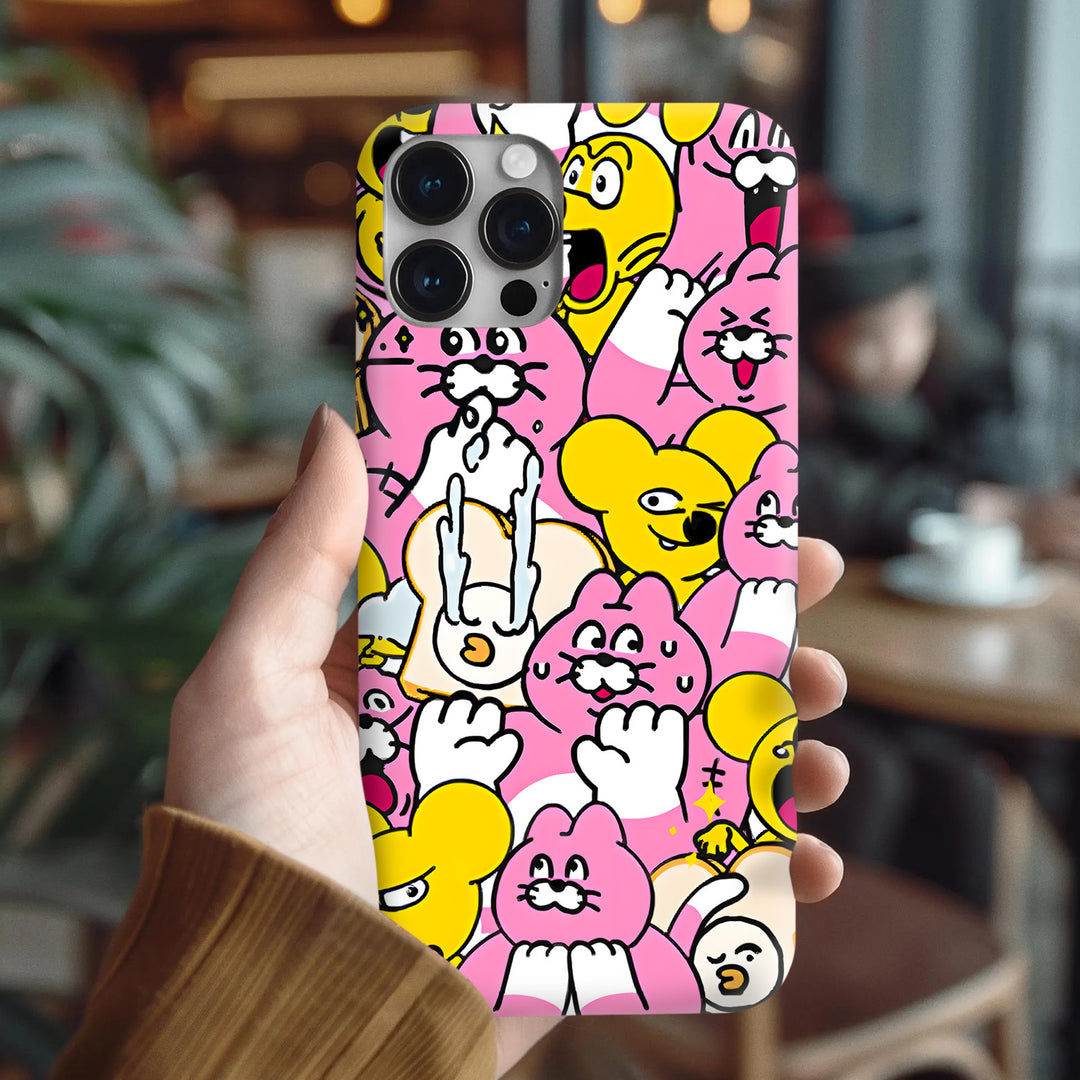 Playful Doodle Phone Case Collection – Pink Characters, Sketchbook Style, and Rose Garden Girl
