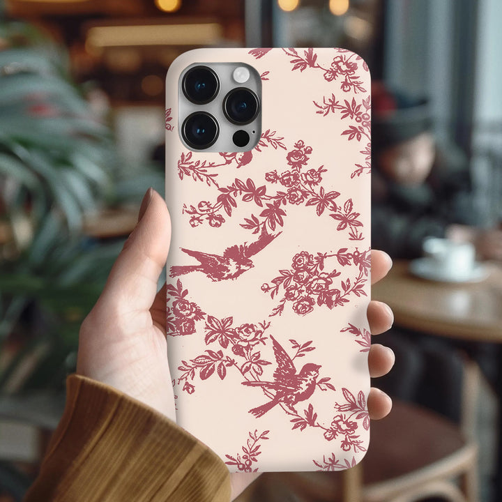 Vintage Bird & Floral Phone Case Collection – Navy Blue, Soft Pink & Burgundy