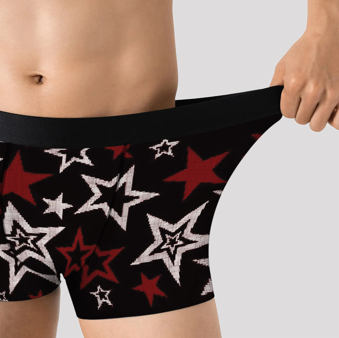 Men’s Cherry Pattern Boxer – Stretchy, Breathable Underwear, Unique Design, Mid-waist, Dynamic Streetwear Style