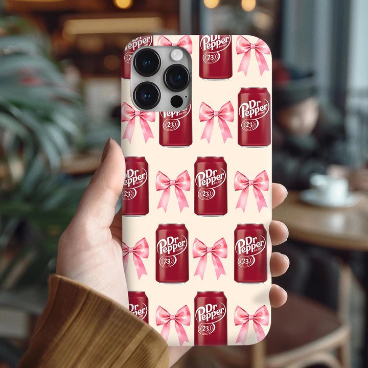 Dr Pepper Phone Case – Pink Bow & Floral Retro Style
