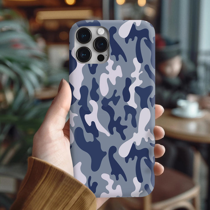 Camouflage Phone Case for iPhone 11–16, Samsung Galaxy S21–S24, Z Flip/Fold – Blue & Gray Camo Styles