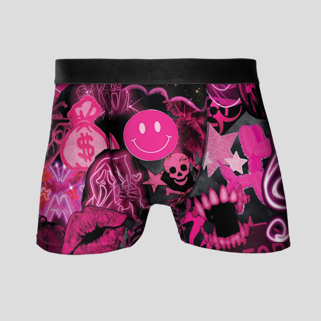 Unisex Graffiti Neon Men's Boxer Briefs - Underwear Unique Design Streetwear Style, Personality Neon Pattern, Soft Stretchy Material