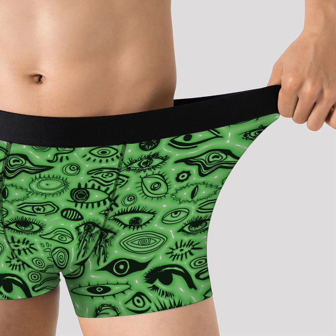 Men’s Boxer Briefs 3-Pack – Eye Pattern Printed Underwear | Breathable Stretchy Trunks Streetwear Style Gift
