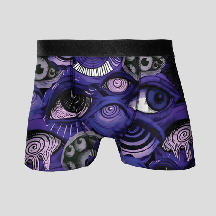 Unisex Graffiti Neon Men's Boxer Briefs - Underwear Unique Design Streetwear Style, Personality Neon Pattern, Soft Stretchy Material
