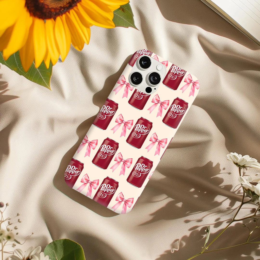 Dr Pepper Phone Case – Pink Bow & Floral Retro Style