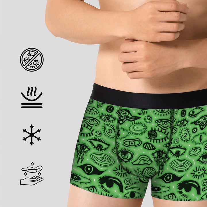 Men’s Boxer Briefs 3-Pack – Eye Pattern Printed Underwear | Breathable Stretchy Trunks Streetwear Style Gift