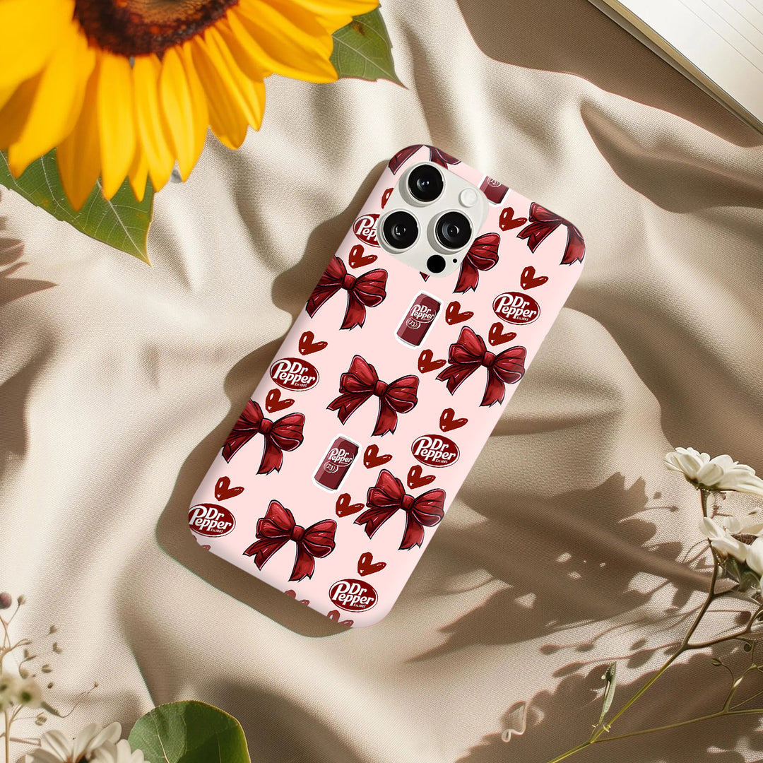 Dr Pepper Aesthetic Phone Case – Cherry Pink & Bow Edition