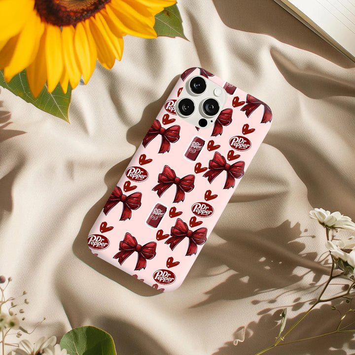 Dr Pepper Aesthetic Phone Case – Cherry Pink & Bow Edition