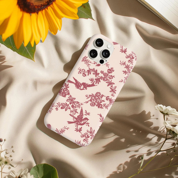 Vintage Bird & Floral Phone Case Collection – Navy Blue, Soft Pink & Burgundy