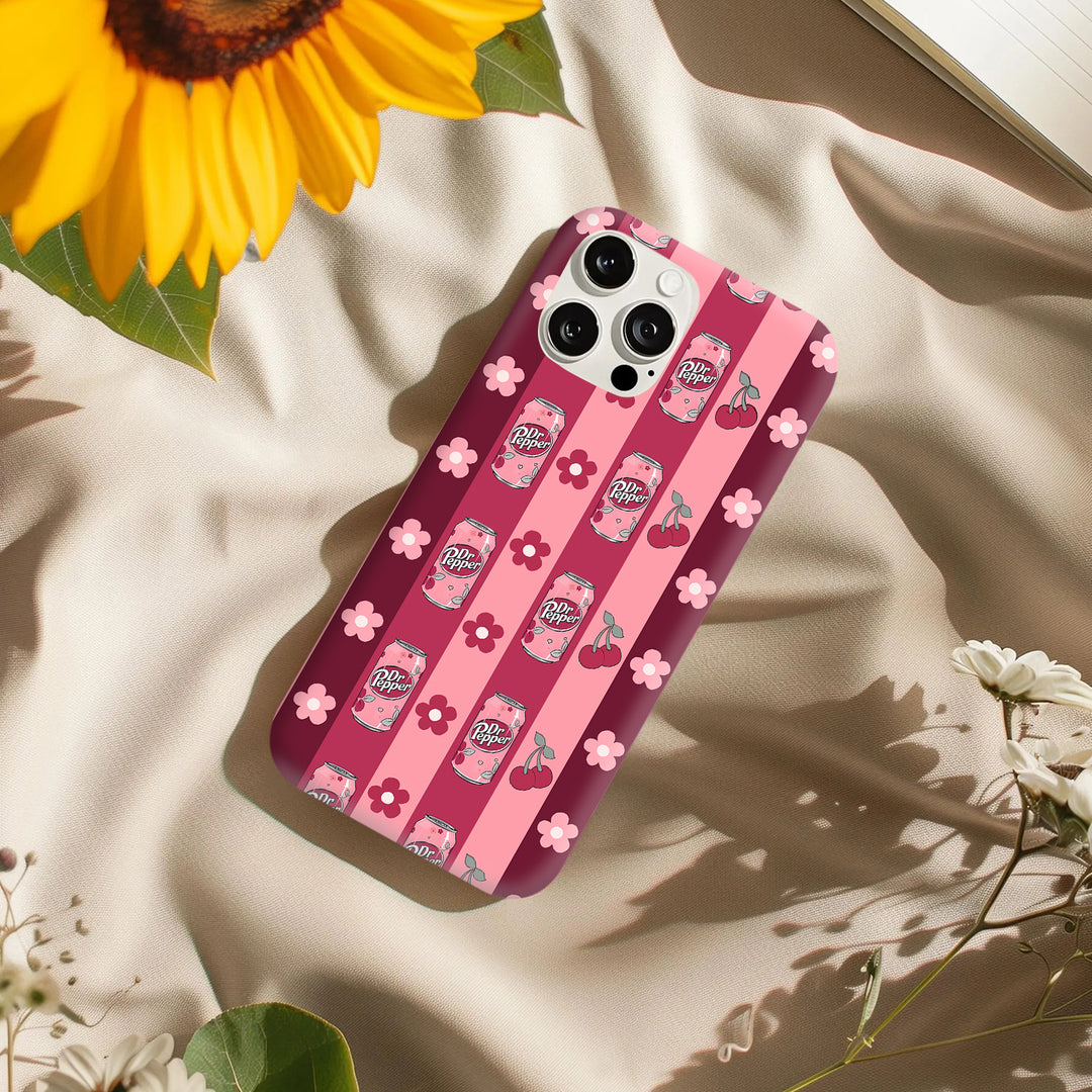 Dr Pepper Aesthetic Phone Case – Cherry Pink & Bow Edition