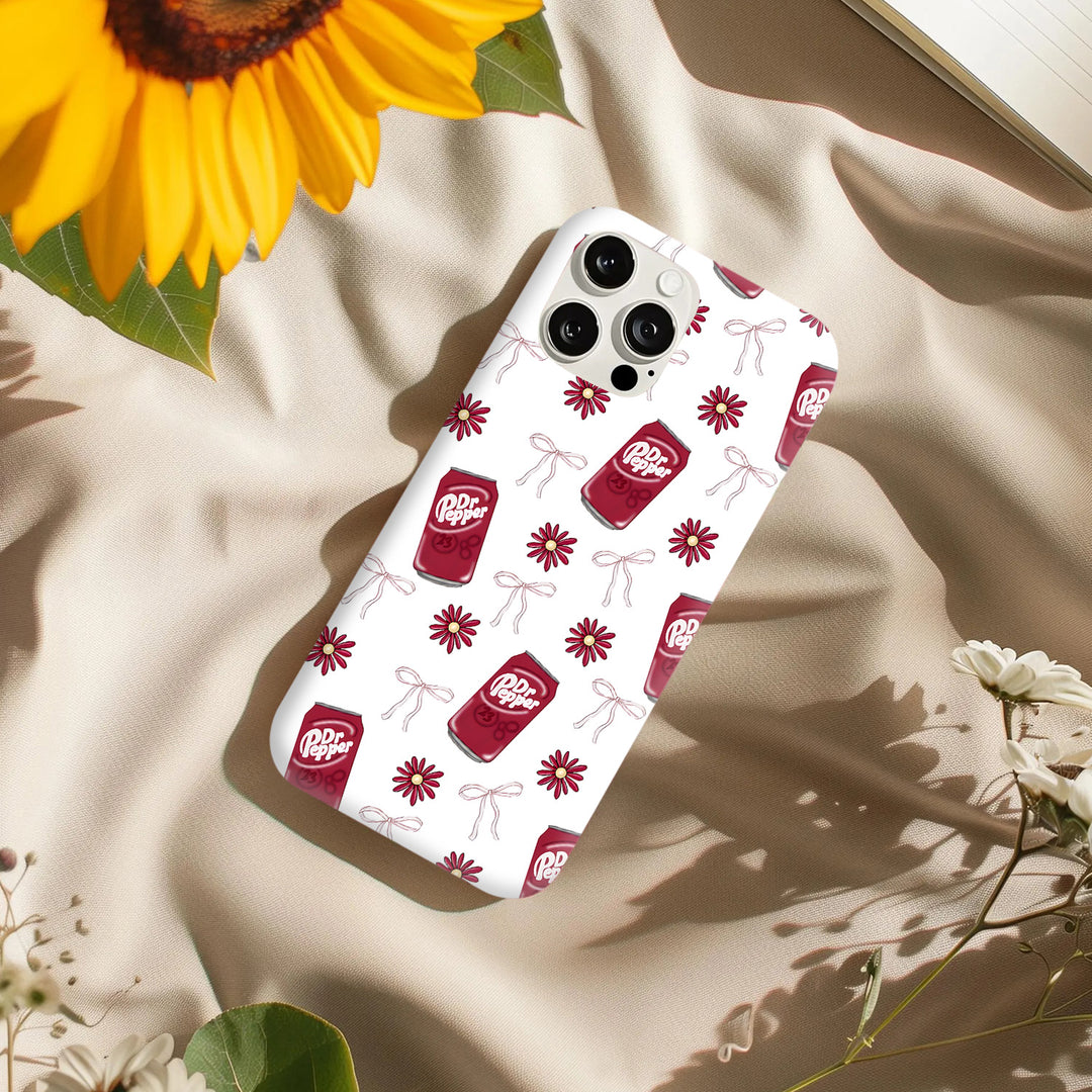 Dr Pepper Phone Case – Pink Bow & Floral Retro Style