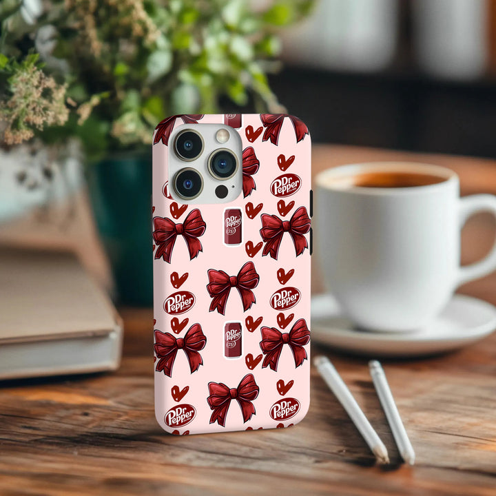 Dr Pepper Aesthetic Phone Case – Cherry Pink & Bow Edition