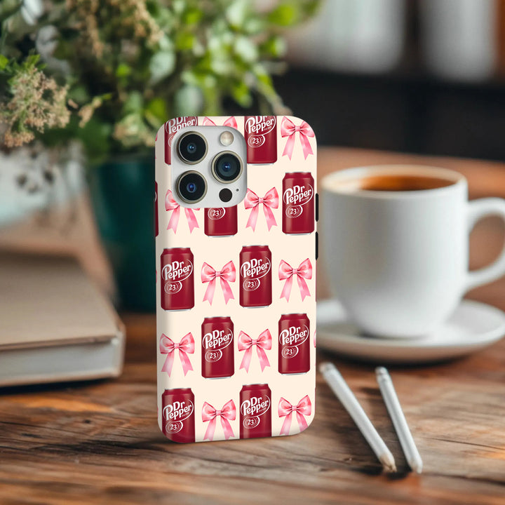 Dr Pepper Phone Case – Pink Bow & Floral Retro Style