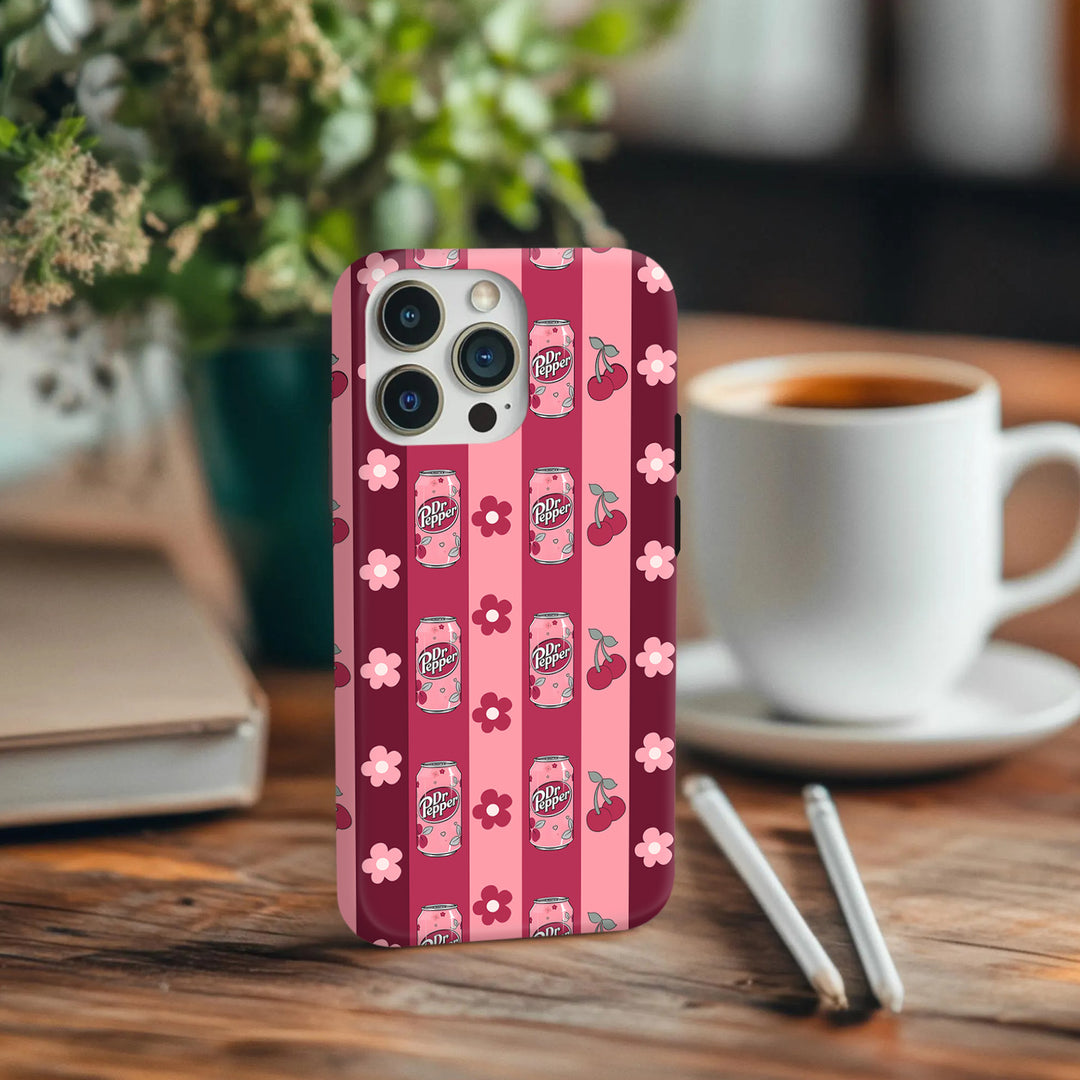 Dr Pepper Aesthetic Phone Case – Cherry Pink & Bow Edition