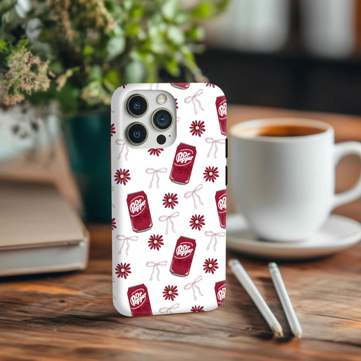 Dr Pepper Phone Case – Pink Bow & Floral Retro Style