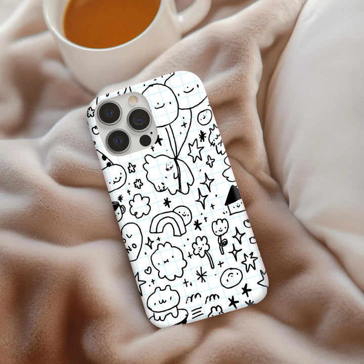 Playful Doodle Phone Case Collection – Pink Characters, Sketchbook Style, and Rose Garden Girl