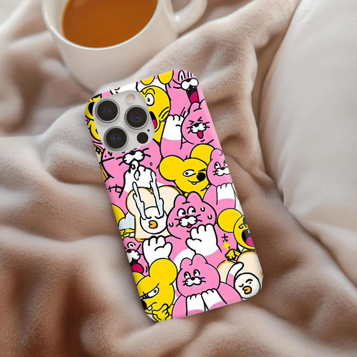 Playful Doodle Phone Case Collection – Pink Characters, Sketchbook Style, and Rose Garden Girl