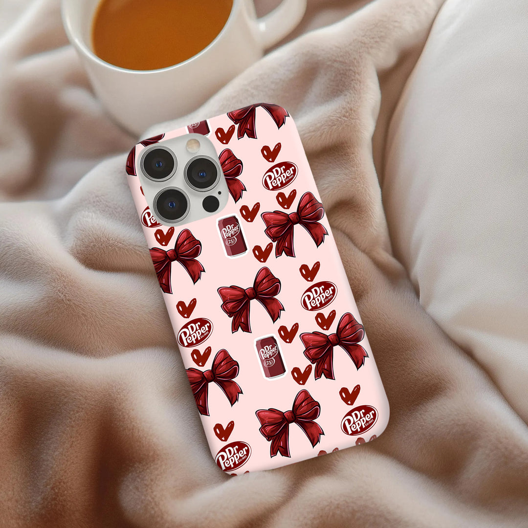 Dr Pepper Aesthetic Phone Case – Cherry Pink & Bow Edition
