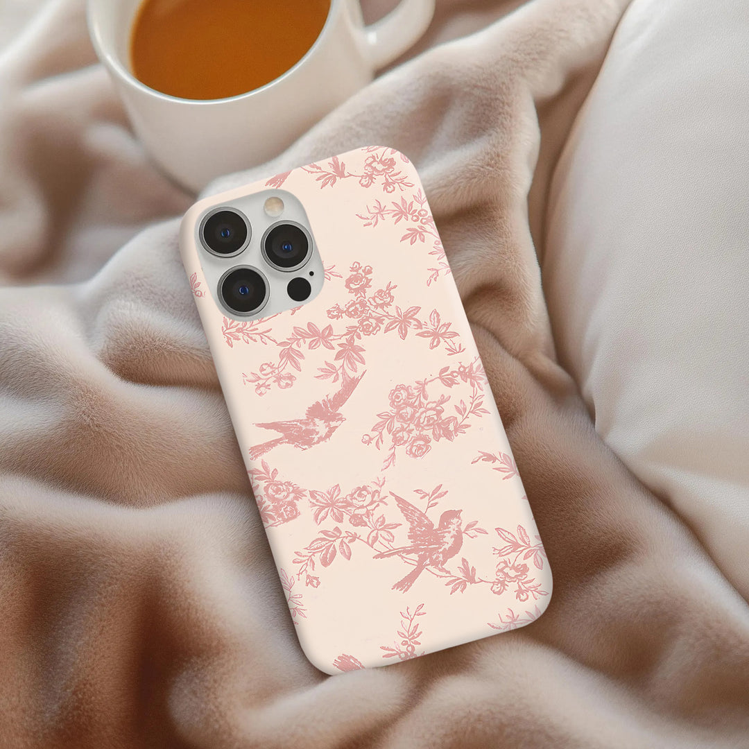 Vintage Bird & Floral Phone Case Collection – Navy Blue, Soft Pink & Burgundy