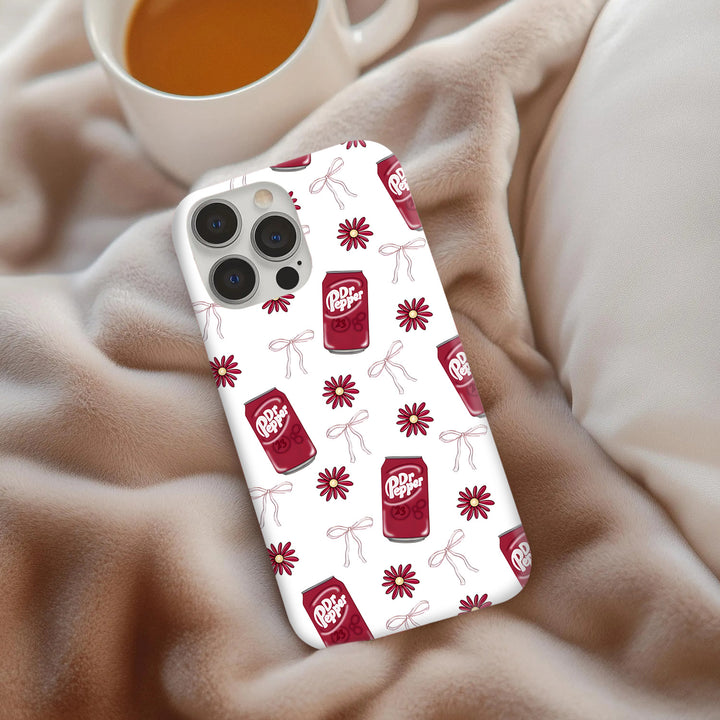 Dr Pepper Phone Case – Pink Bow & Floral Retro Style