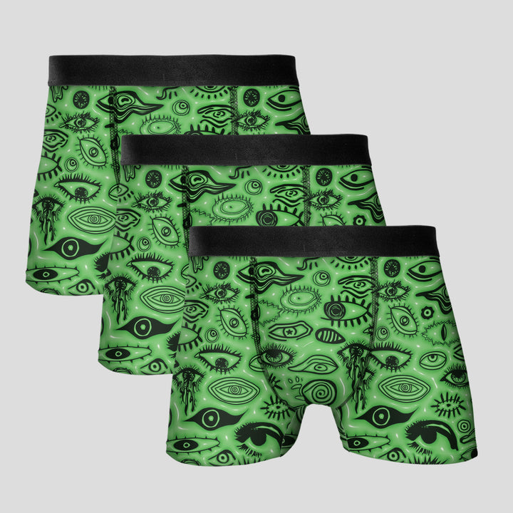 Men’s Boxer Briefs 3-Pack – Eye Pattern Printed Underwear | Breathable Stretchy Trunks Streetwear Style Gift