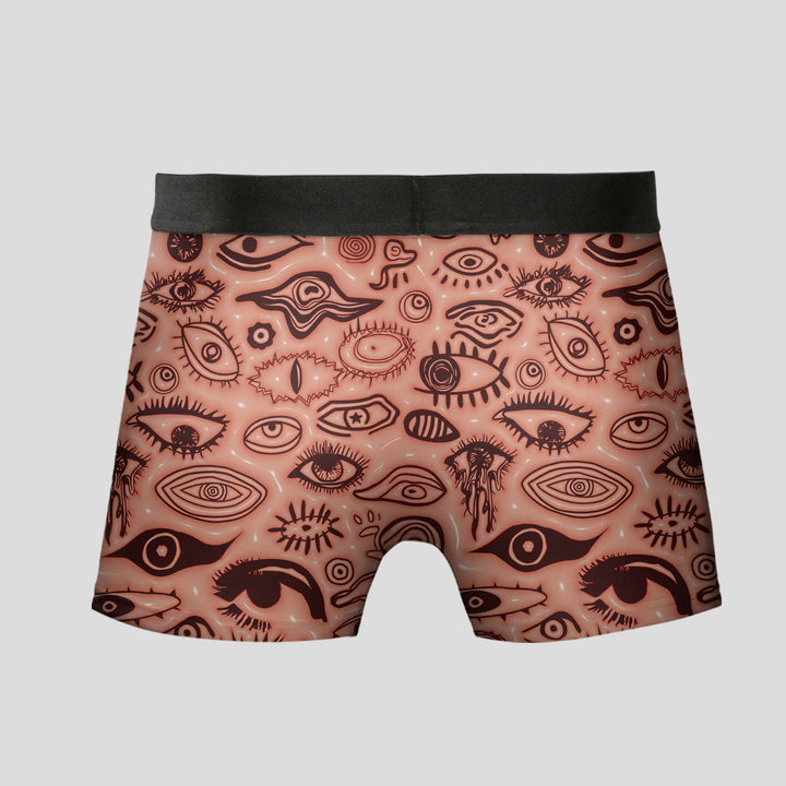 Men’s Boxer Briefs 3-Pack – Eye Pattern Printed Underwear | Colorful Streetwear Trunks, Soft Stretchy Gift Set