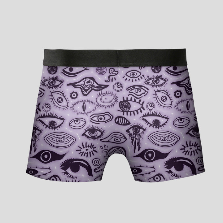 Men’s Boxer Briefs 3-Pack – Eye Pattern Printed Underwear | Colorful Streetwear Trunks, Soft Stretchy Gift Set