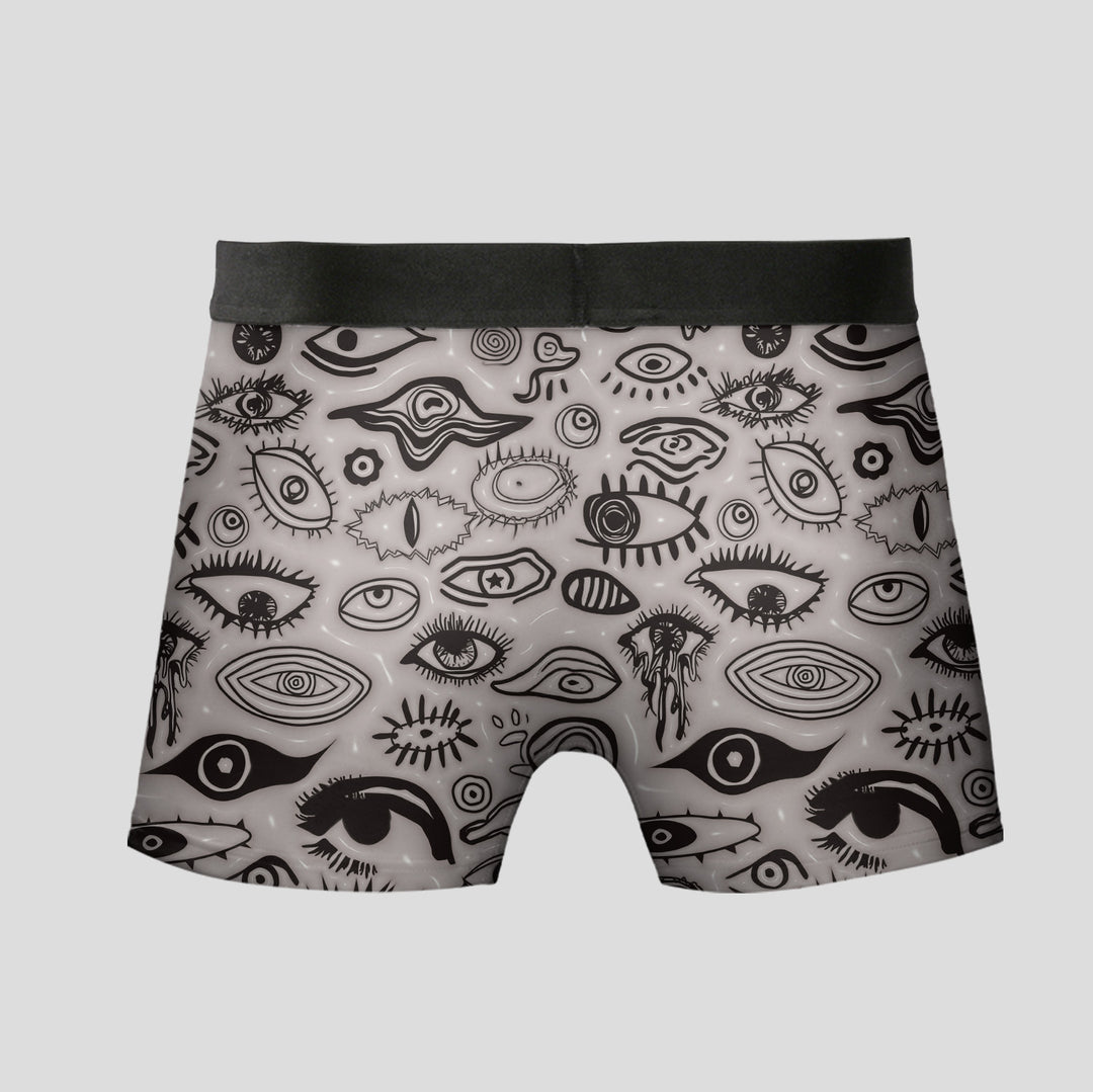 Men’s Boxer Briefs 3-Pack – Eye Pattern Printed Underwear | Breathable Stretchy Trunks Streetwear Style Gift