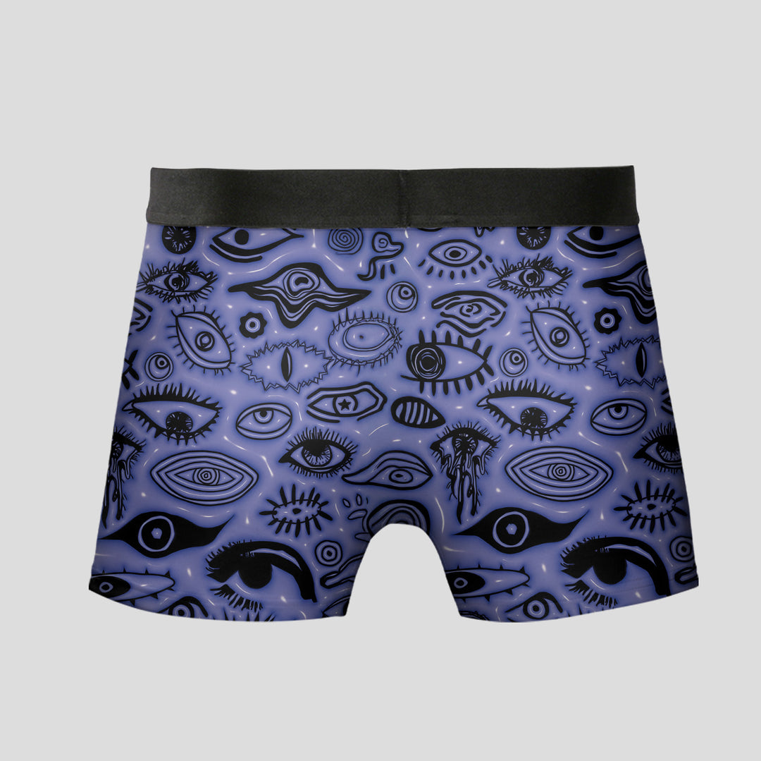 Men’s Boxer Briefs 3-Pack – Eye Pattern Printed Underwear | Breathable Stretchy Trunks Streetwear Style Gift