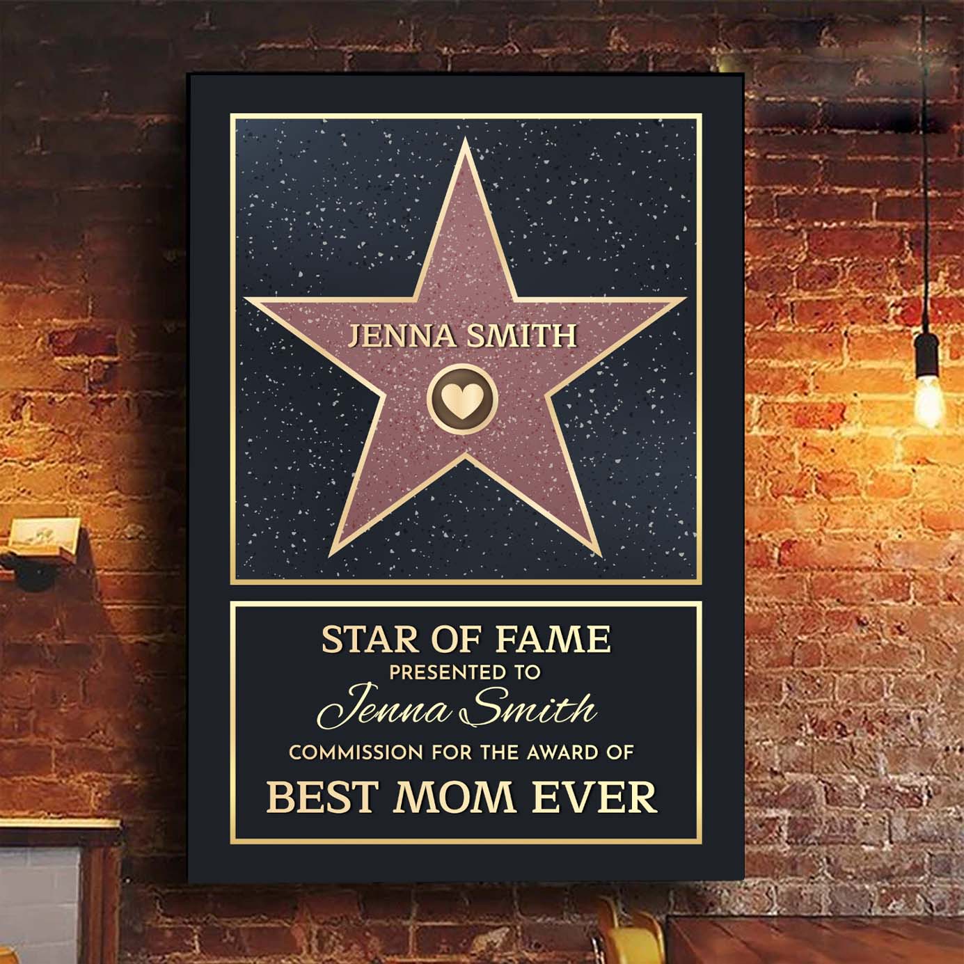 Family Personalized Custom Vertical Poster – Star of Fame, Best Mom, Best Dad of the Year