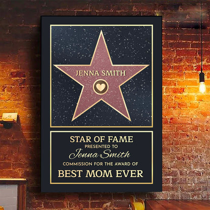 Family Personalized Custom Vertical Poster – Star of Fame, Best Mom, Best Dad of the Year