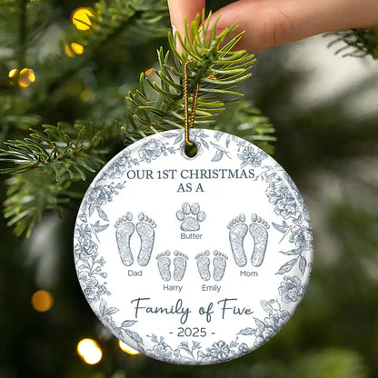 First Christmas Together Ceramic Ornament – Custom Footprint Holiday Decoration
