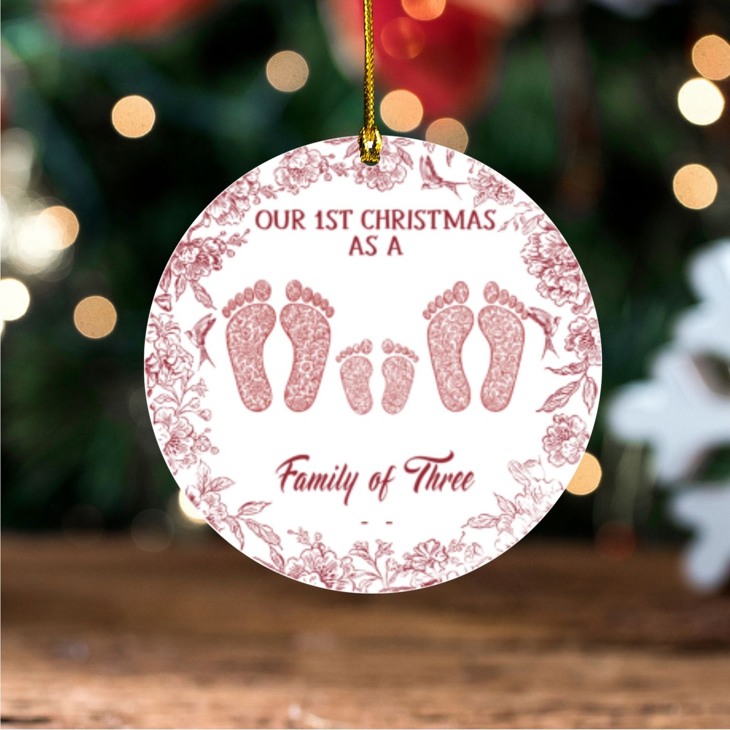 First Christmas Together Ceramic Ornament – Custom Footprint Holiday Decoration