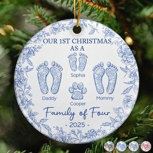 First Christmas Together Ceramic Ornament – Custom Footprint Holiday Decoration