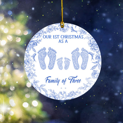 First Christmas Together Ceramic Ornament – Custom Footprint Holiday Decoration