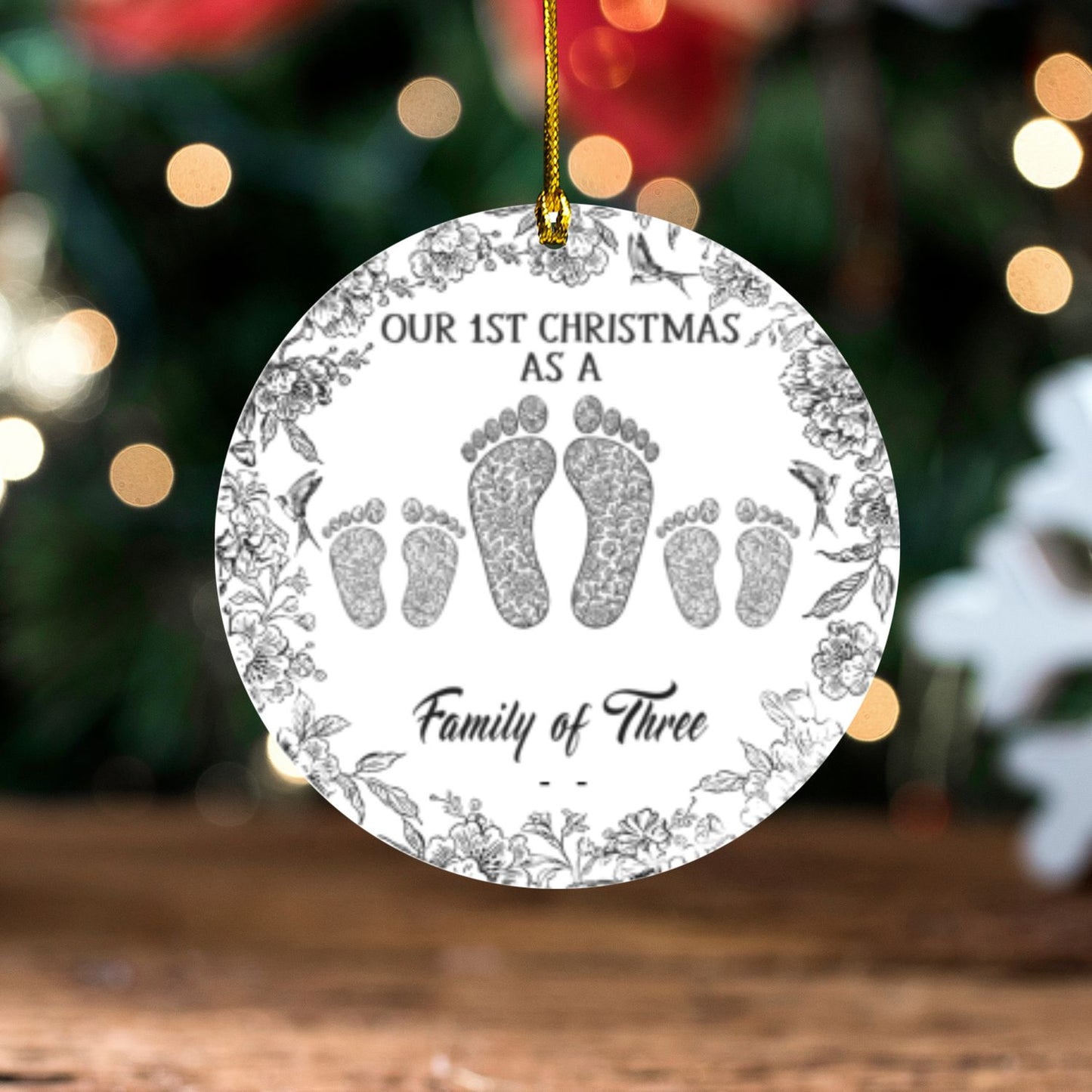 First Christmas Together Ceramic Ornament – Custom Footprint Holiday Decoration