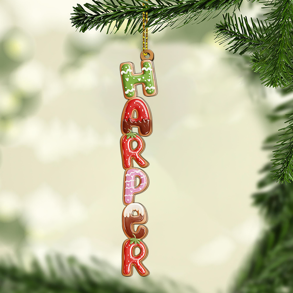 Custom 2 Layer Gingerbread Cookie Name Ornament - Personalized Christmas Decoration for Family Kids Holiday Tree Gift Name Tag Keepsake