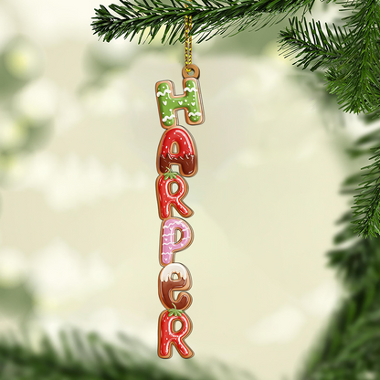 Custom 2 Layer Gingerbread Cookie Name Ornament - Personalized Christmas Decoration for Family Kids Holiday Tree Gift Name Tag Keepsake