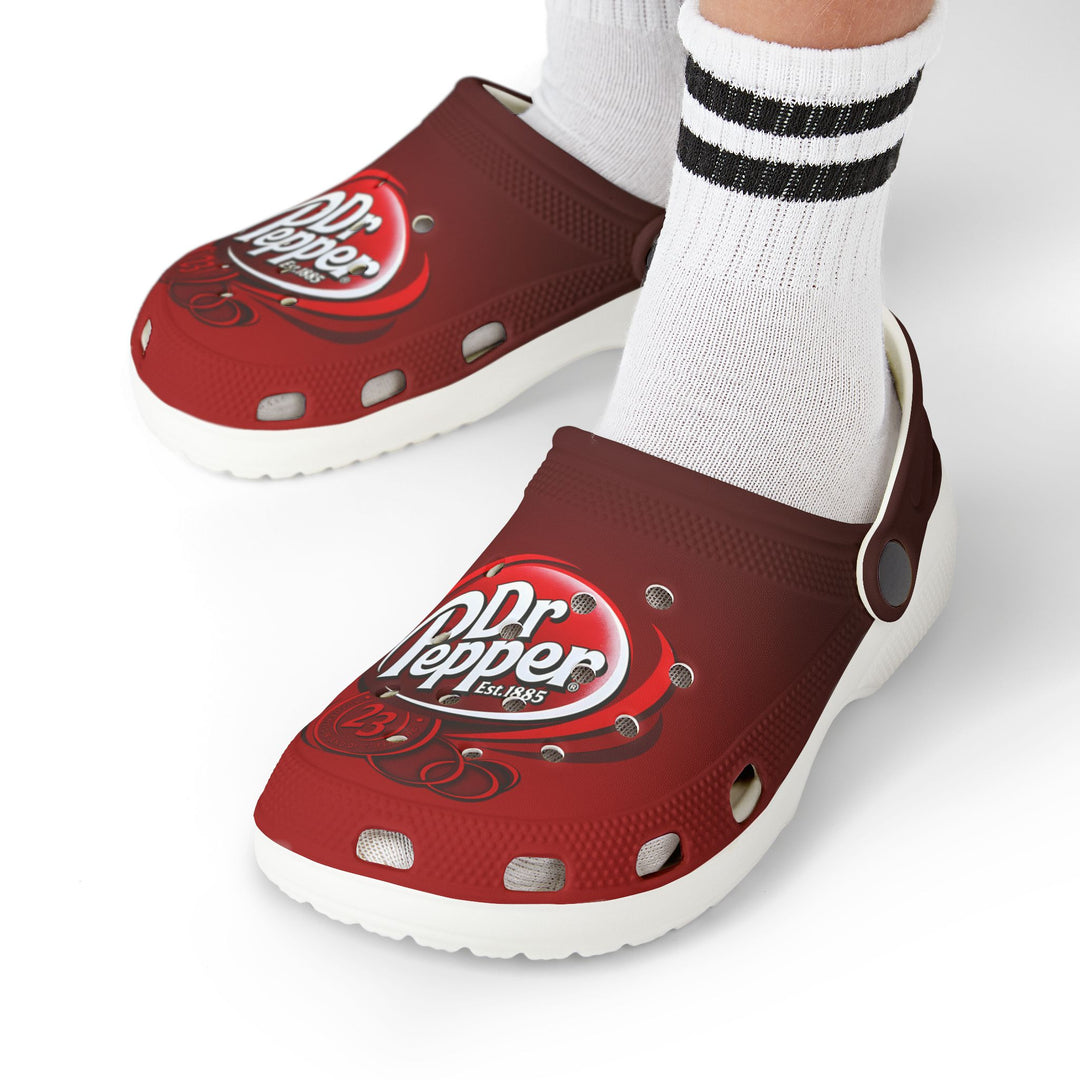 Custom Name Dr Pepper Clogs – Personalized Soda-Themed Comfortable Slip-On Sandals for Men & Women