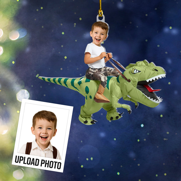 Custom Personalized Kid Face T-rex Acrylic Ornament - Acrylic Ornament Photo Gift for Kids