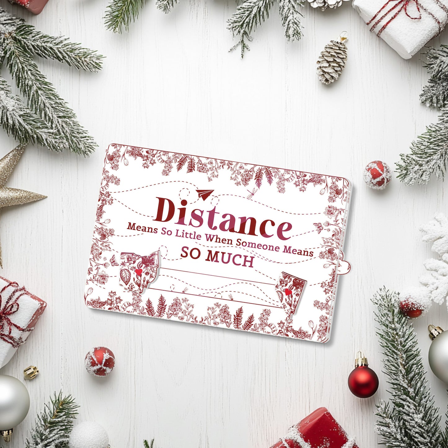 Custom Long Distance Christmas Wooden Gift Card Sleeve – Personalized Photo Gift for Best Friends, Sisters, or Long-Distance Couples
