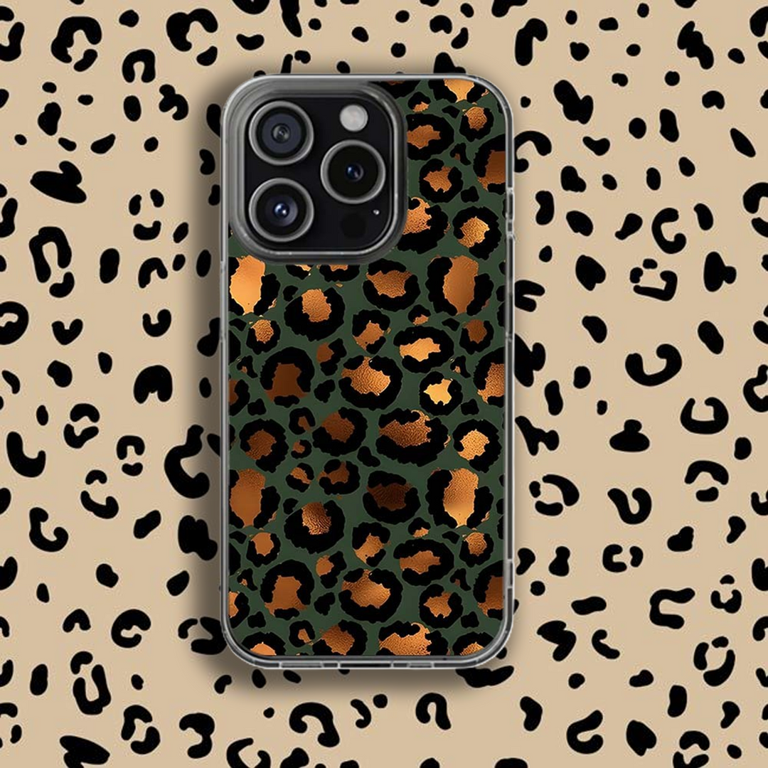 Leopard Print Phone Case Collection – Aqua, Olive Green & Beige