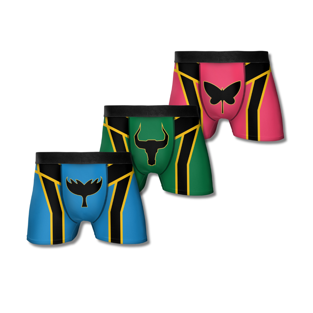 Vibrant Power Ranger Boxer Briefs - Bold, Comfortable, and Stylish Men's Underwear Soft Stretchy Gift Set
