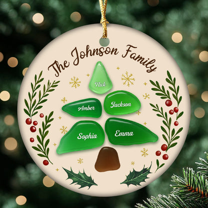 Custom Family Christmas Tree Name Ceramic Ornament - Personalized Holiday Gift for Families