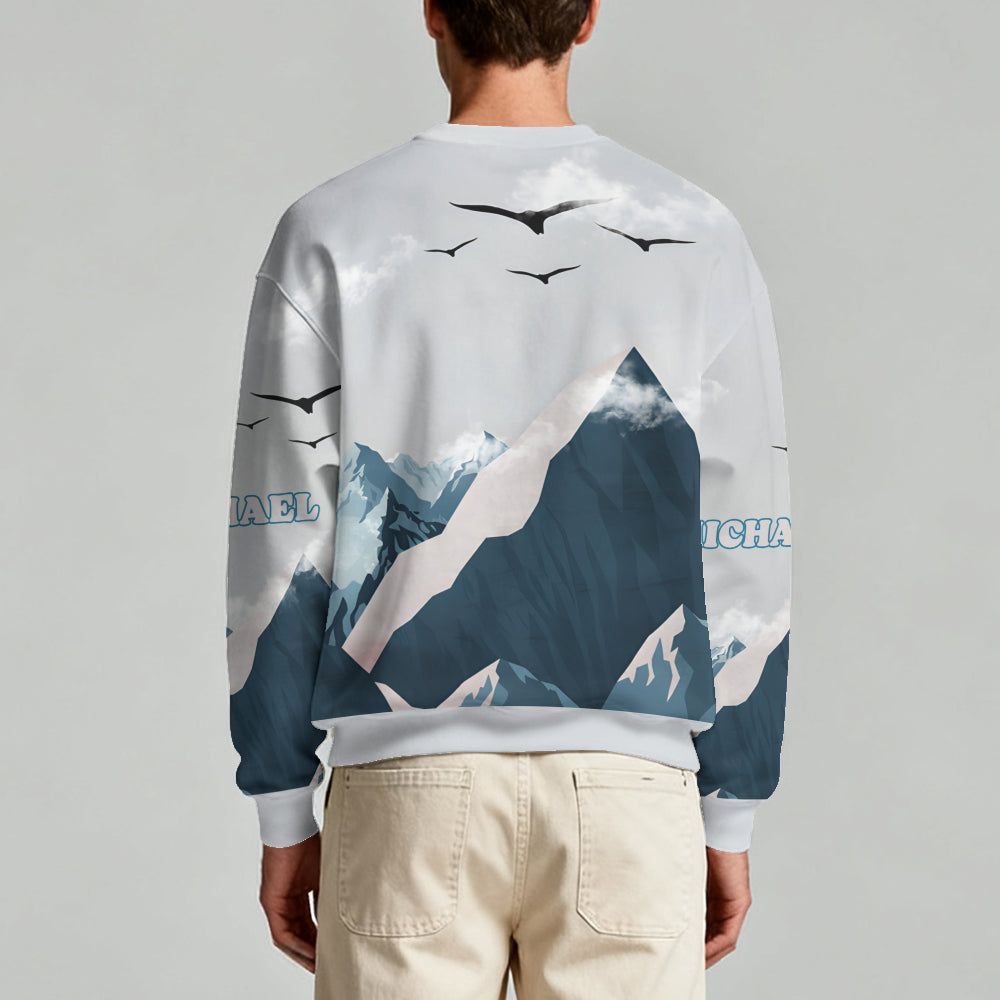 Hiking Mountain Trails 3D Sweatshirt – Personalized Custom Name Outdoor Adventure Gift