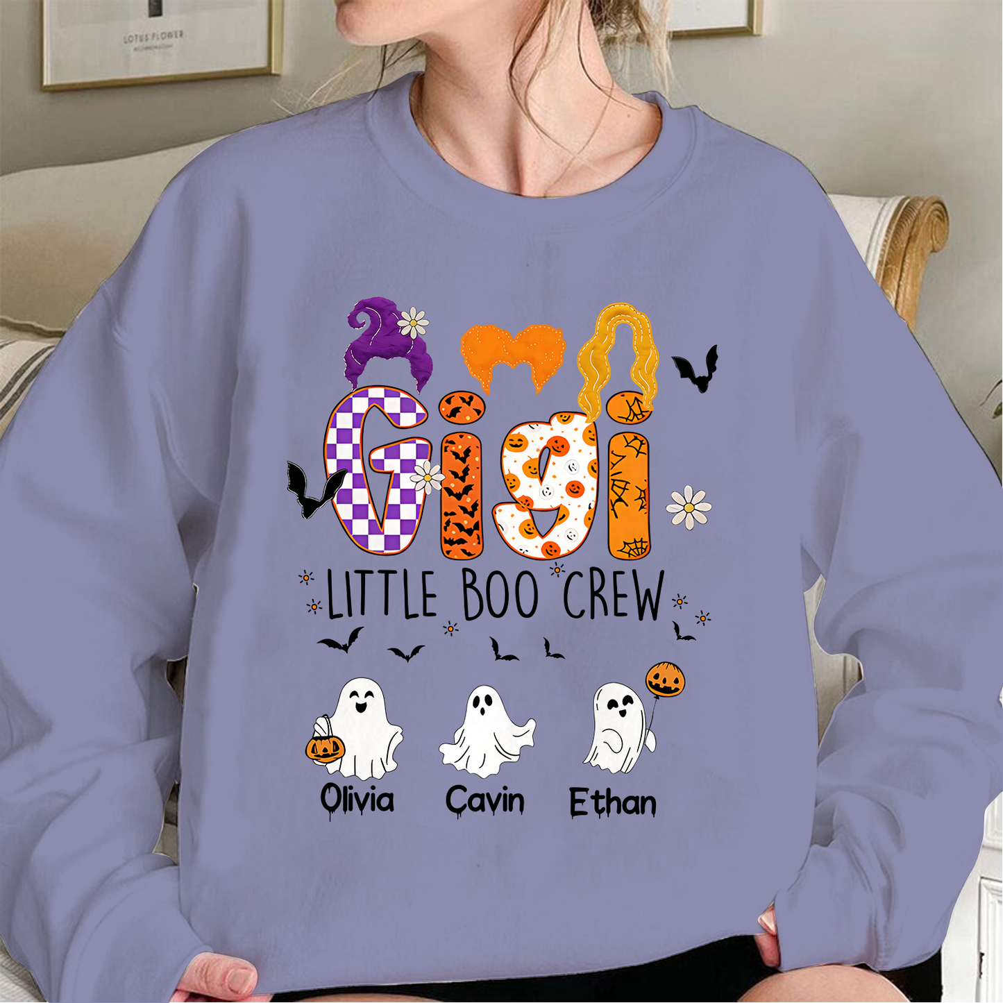 Comfort Colors Custom Halloween Grandma SweatShirt, Grandma Boo Crew SweatShirt, Grandma's Bootiful Crew SweatShirt